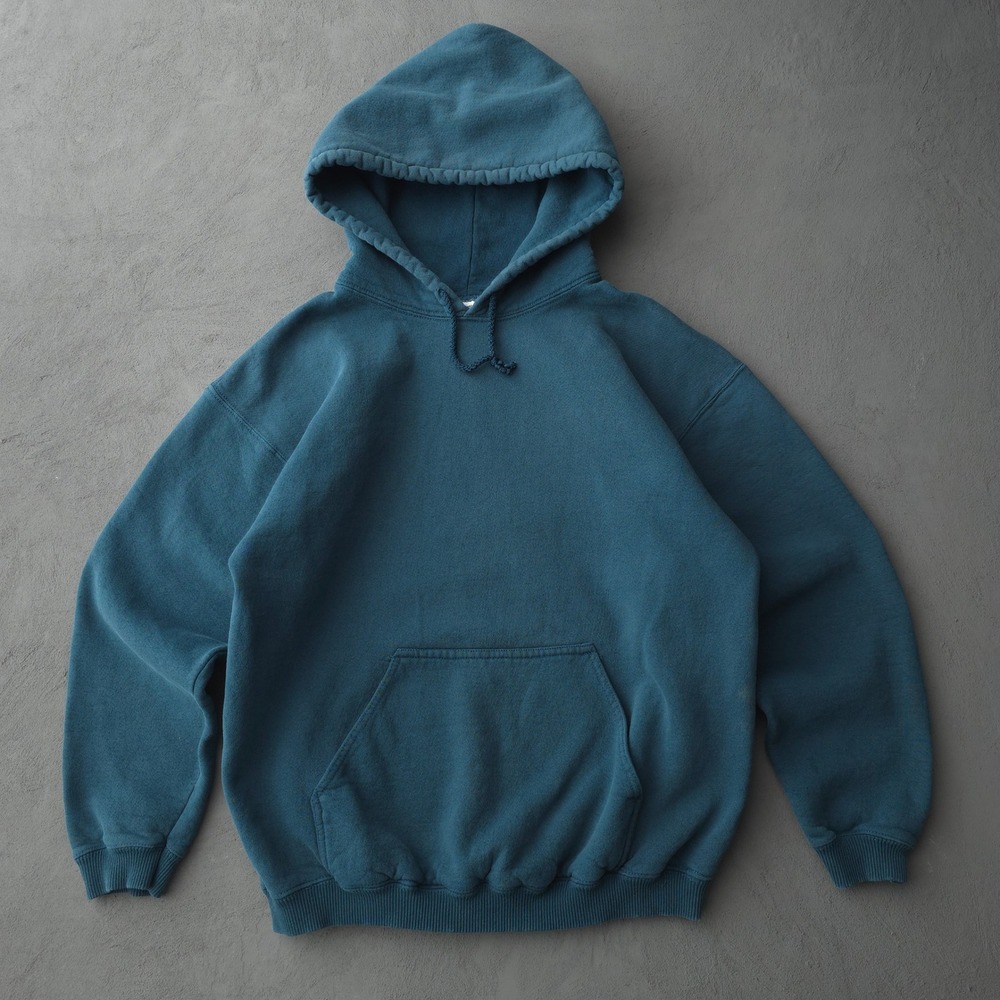 Vintage 90s Teal Hoodie Size L Blank Made in Canada